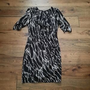Whistles Silk Blend Abstract Print Fitted Cocktail Dress
